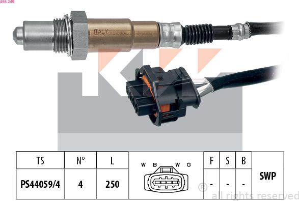KW 498 249 - Лямбда-зонд, датчик кисню autozip.com.ua