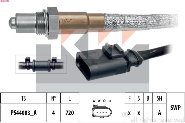KW 498 244 - Лямбда-зонд, датчик кисню autozip.com.ua