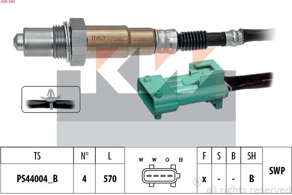 KW 498 246 - Лямбда-зонд, датчик кисню autozip.com.ua