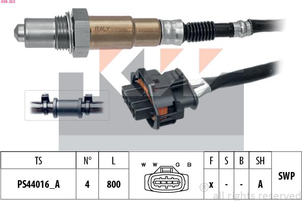 KW 498 263 - Лямбда-зонд, датчик кисню autozip.com.ua