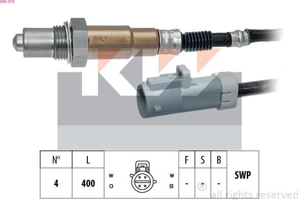 KW 498 219 - Лямбда-зонд, датчик кисню autozip.com.ua