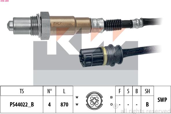 KW 498 289 - Лямбда-зонд, датчик кисню autozip.com.ua