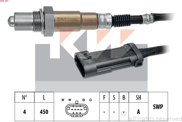 KW 498 281 - Лямбда-зонд, датчик кисню autozip.com.ua