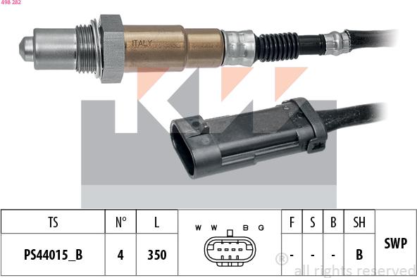 KW 498 282 - Лямбда-зонд, датчик кисню autozip.com.ua