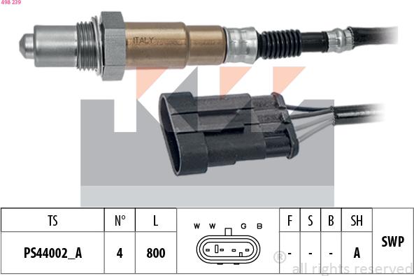 KW 498 239 - Лямбда-зонд, датчик кисню autozip.com.ua