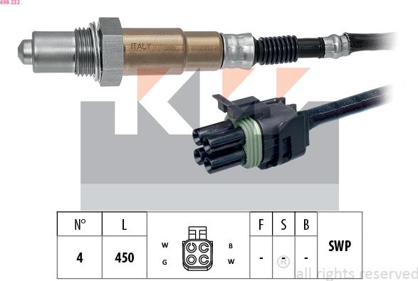 KW 498 232 - Лямбда-зонд, датчик кисню autozip.com.ua