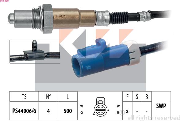 KW 498 229 - Лямбда-зонд, датчик кисню autozip.com.ua