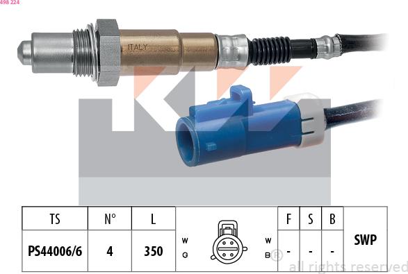 KW 498 224 - Лямбда-зонд, датчик кисню autozip.com.ua