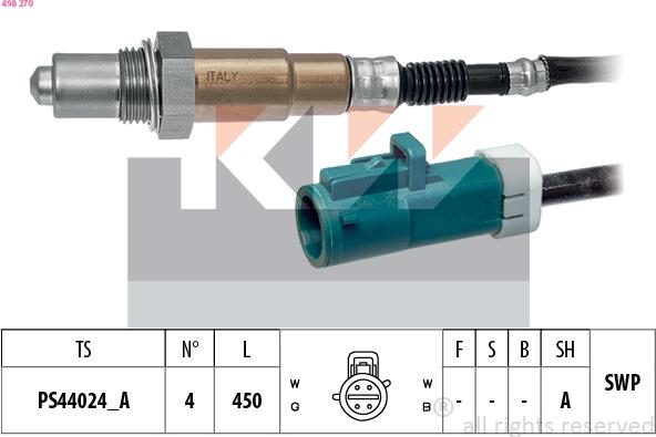 KW 498 270 - Лямбда-зонд, датчик кисню autozip.com.ua