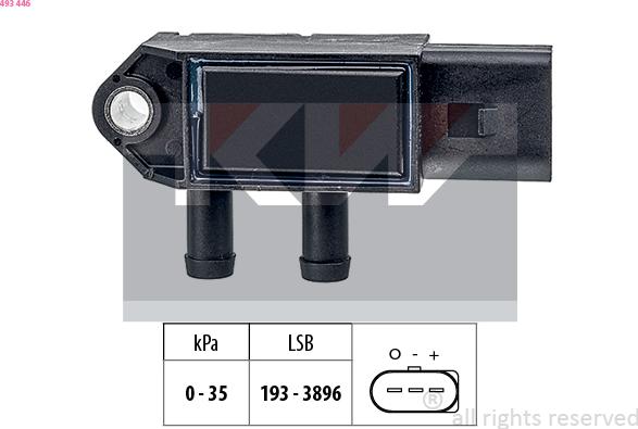 KW 493 446 - Датчик, тиск вихлопних газів autozip.com.ua