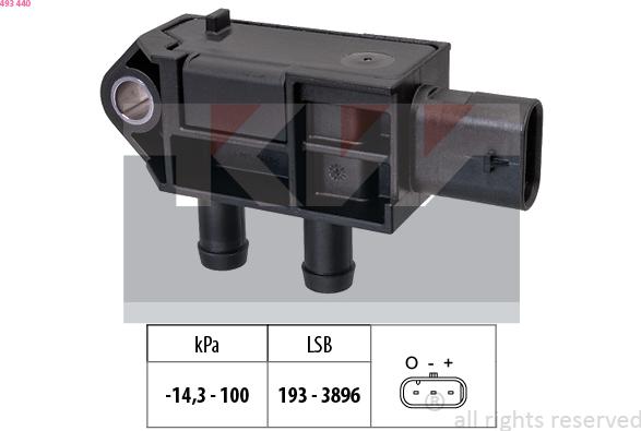 KW 493 440 - Датчик, тиск вихлопних газів autozip.com.ua