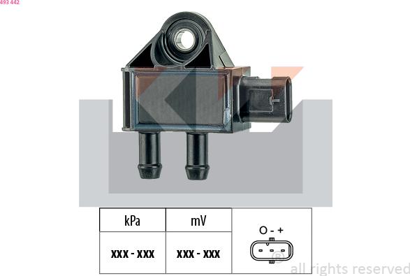 KW 493 442 - Датчик, тиск вихлопних газів autozip.com.ua