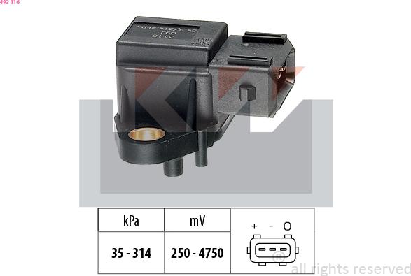 KW 493 116 - Датчик тиску повітря, висотний коректор autozip.com.ua