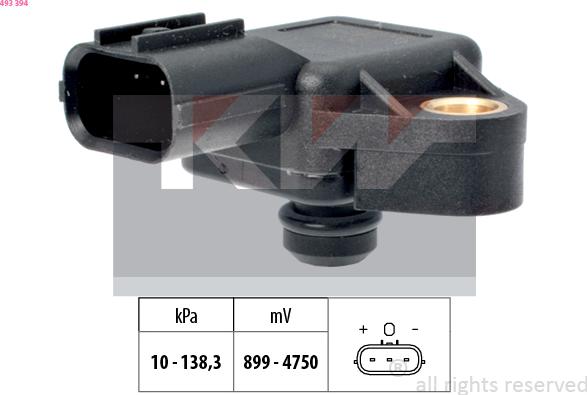 KW 493 394 - Датчик тиску повітря, висотний коректор autozip.com.ua