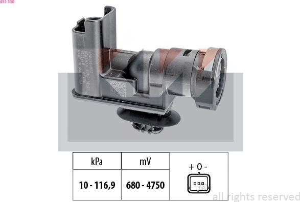 KW 493 330 - Датчик тиску, підсилювач гальмівної системи autozip.com.ua
