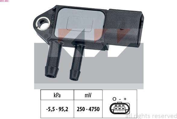KW 493 263 - Датчик тиску, підсилювач гальмівної системи autozip.com.ua