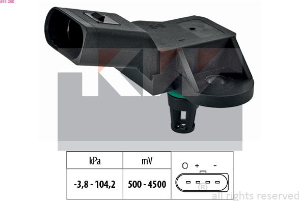 KW 493 280 - Датчик тиску, підсилювач гальмівної системи autozip.com.ua