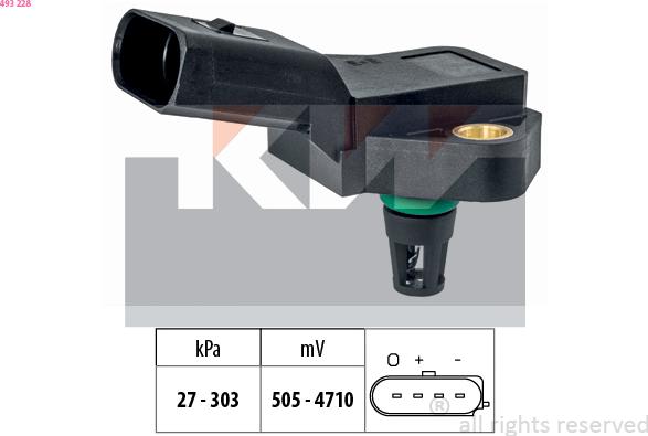 KW 493 228 - Датчик, тиск наддуву autozip.com.ua