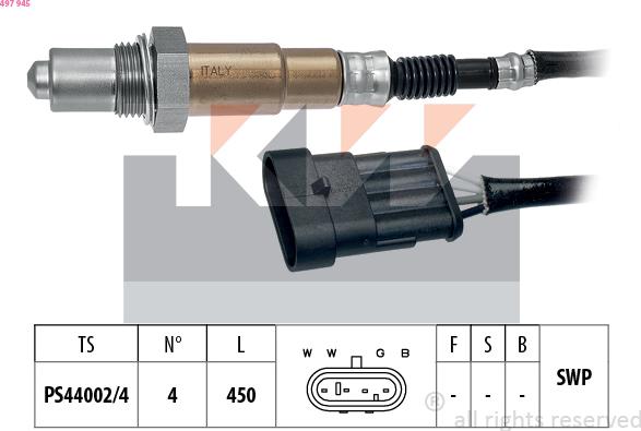 KW 497 945 - Лямбда-зонд, датчик кисню autozip.com.ua