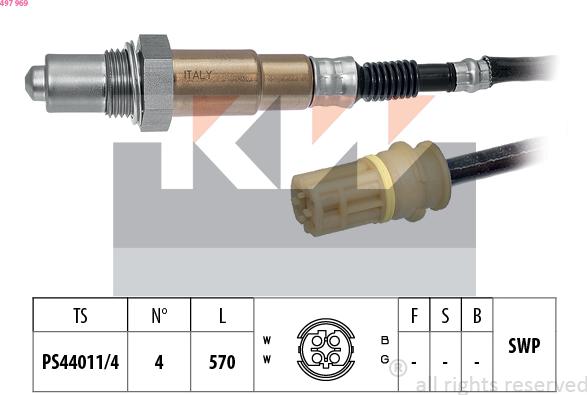 KW 497 969 - Лямбда-зонд, датчик кисню autozip.com.ua