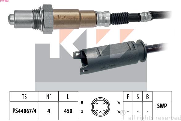 KW 497 962 - Лямбда-зонд, датчик кисню autozip.com.ua