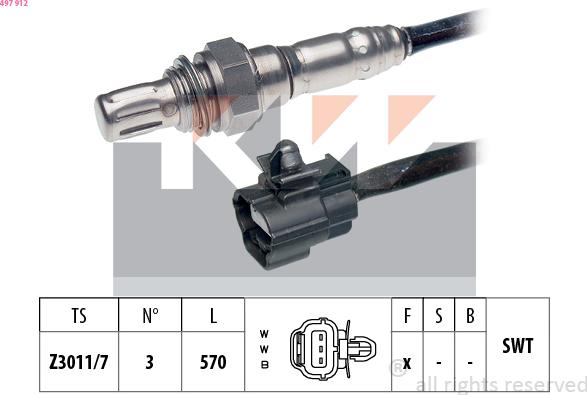 KW 497 912 - Лямбда-зонд, датчик кисню autozip.com.ua