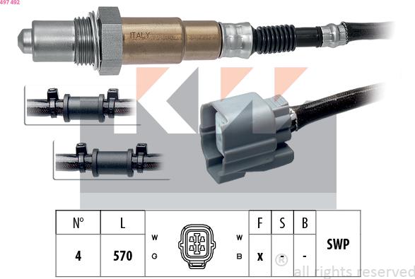 KW 497 492 - Лямбда-зонд, датчик кисню autozip.com.ua