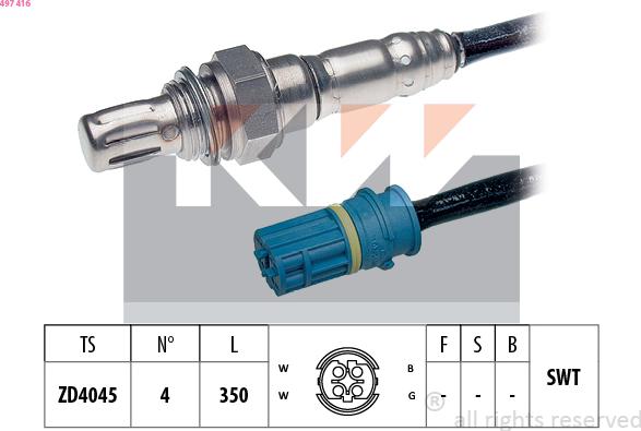 KW 497 416 - Лямбда-зонд, датчик кисню autozip.com.ua