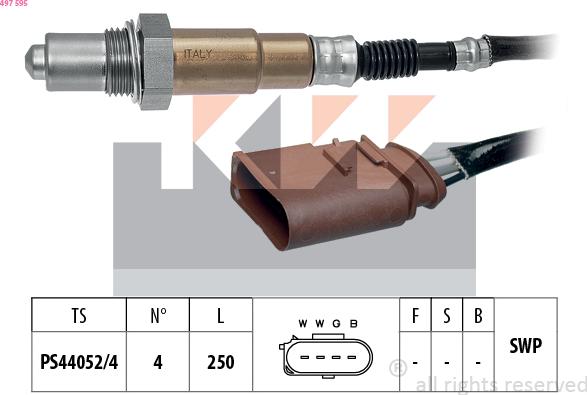 KW 497 595 - Лямбда-зонд, датчик кисню autozip.com.ua