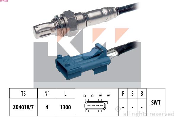 KW 497 591 - Лямбда-зонд, датчик кисню autozip.com.ua