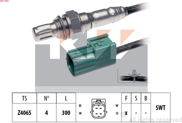 KW 497 592 - Лямбда-зонд, датчик кисню autozip.com.ua