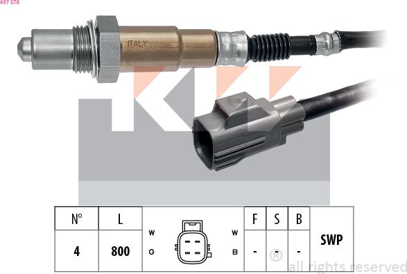 KW 497 578 - Лямбда-зонд, датчик кисню autozip.com.ua