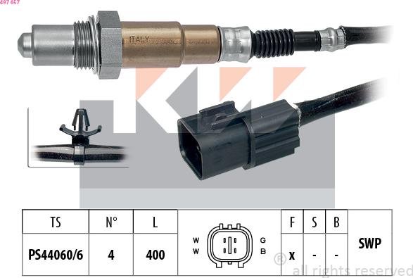 KW 497 657 - Лямбда-зонд, датчик кисню autozip.com.ua