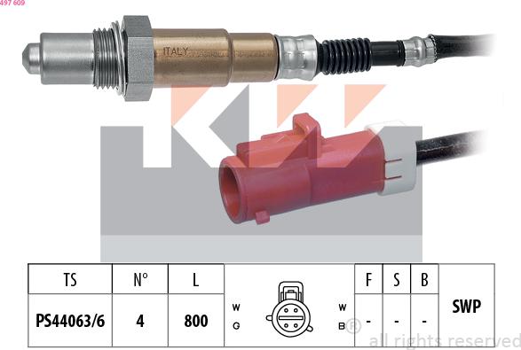 KW 497 609 - Лямбда-зонд, датчик кисню autozip.com.ua