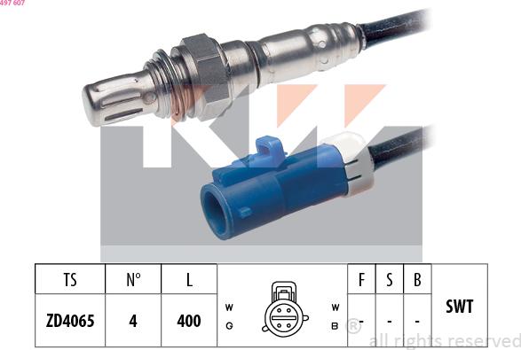 KW 497 607 - Лямбда-зонд, датчик кисню autozip.com.ua