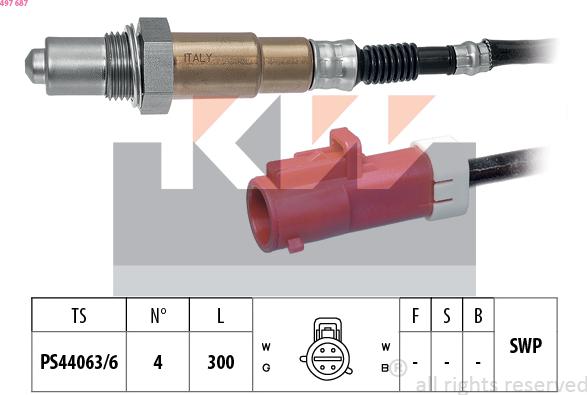 KW 497 687 - Лямбда-зонд, датчик кисню autozip.com.ua