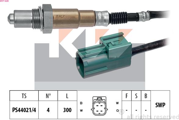 KW 497 628 - Лямбда-зонд, датчик кисню autozip.com.ua