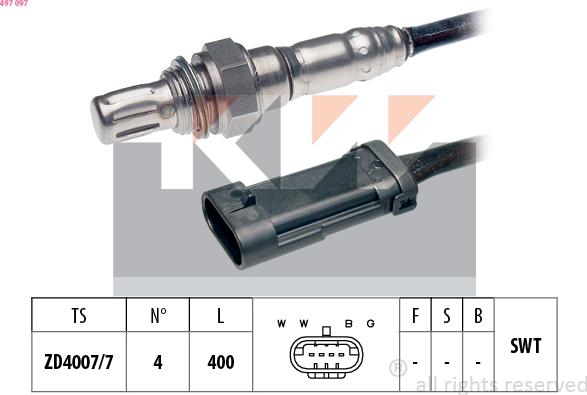 KW 497 097 - Лямбда-зонд, датчик кисню autozip.com.ua