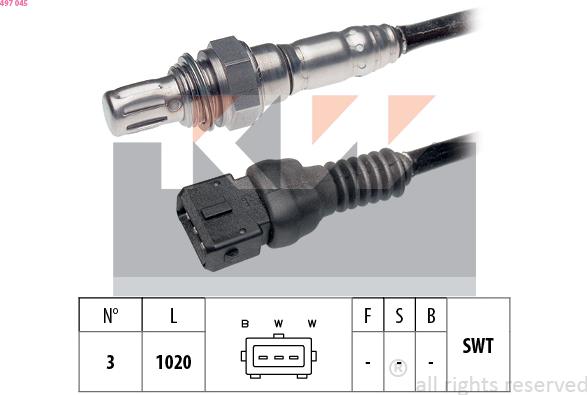 KW 497 045 - Лямбда-зонд, датчик кисню autozip.com.ua