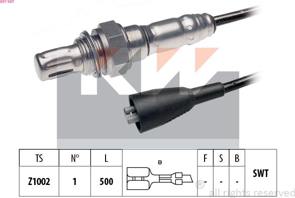 KW 497 047 - Лямбда-зонд, датчик кисню autozip.com.ua