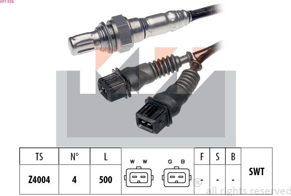KW 497 036 - Лямбда-зонд, датчик кисню autozip.com.ua
