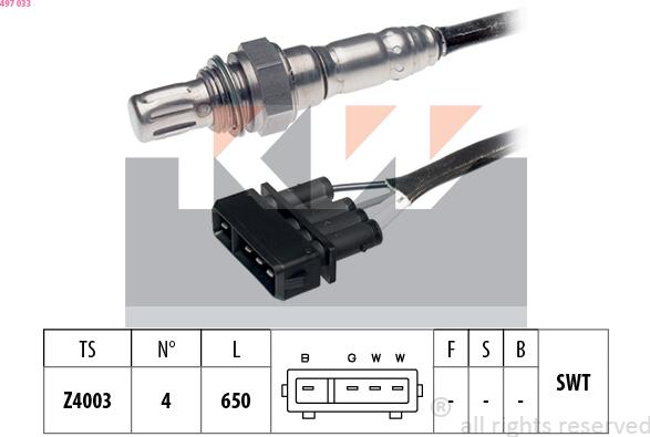 KW 497 033 - Лямбда-зонд, датчик кисню autozip.com.ua