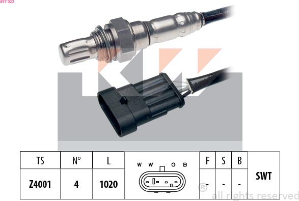 KW 497 022 - Лямбда-зонд, датчик кисню autozip.com.ua