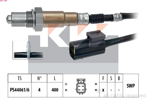 KW 497 198 - Лямбда-зонд, датчик кисню autozip.com.ua