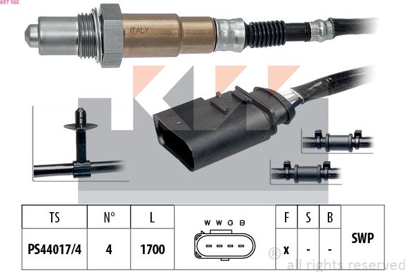 KW 497 165 - Лямбда-зонд, датчик кисню autozip.com.ua