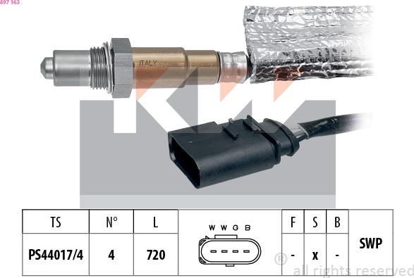KW 497 163 - Лямбда-зонд, датчик кисню autozip.com.ua