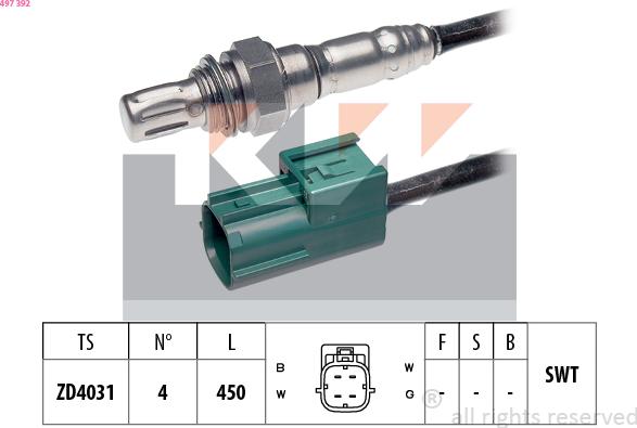 KW 497 392 - Лямбда-зонд, датчик кисню autozip.com.ua