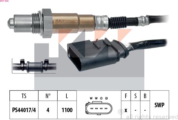 KW 497 356 - Лямбда-зонд, датчик кисню autozip.com.ua