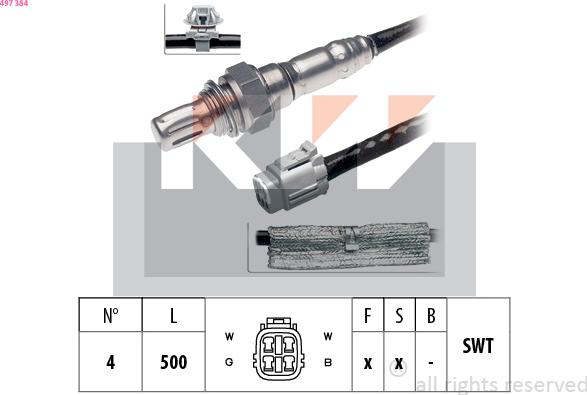 KW 497 384 - Лямбда-зонд, датчик кисню autozip.com.ua