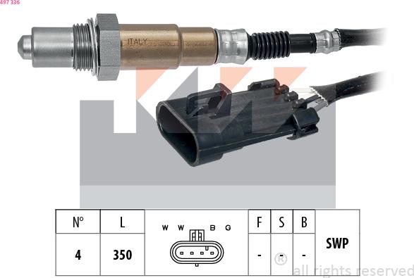 KW 497 336 - Лямбда-зонд, датчик кисню autozip.com.ua